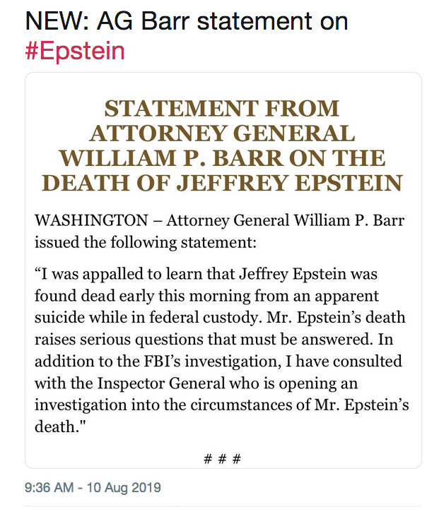 Jeffrey Epstein Death PSYOPS